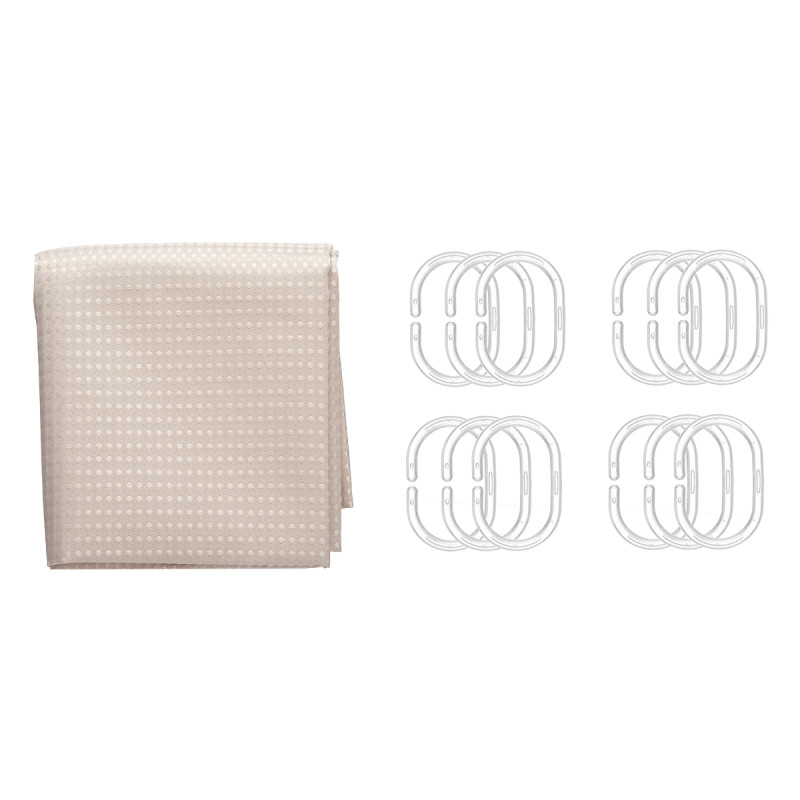CORTINA BAÑO POLIESTER BEIGE PUNTOS 180X180CM