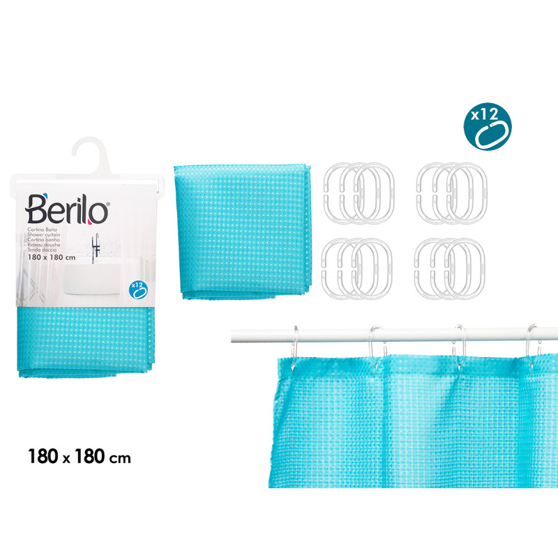 TENDA BAGNO POLIESTERE POIS BLU 180X180CM