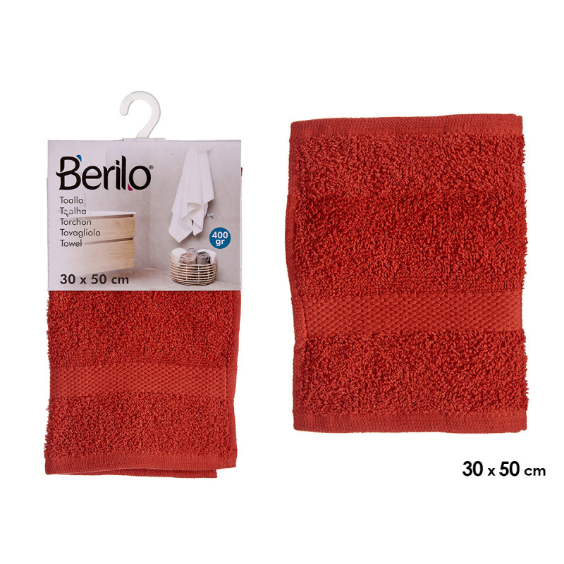 SERVIETTE DE BAIN LISSE 30X50 COULEUR TUILE 