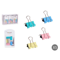 SET 5 BINDER CLIPS PASTEL-COLORED MEDIUM