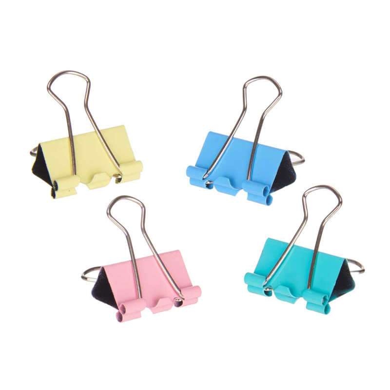 SET 5 BINDER CLIPS PASTEL-COLORED MEDIUM