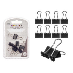 SET 8 PINCES DOUBLE CLIP NOIR PETIT