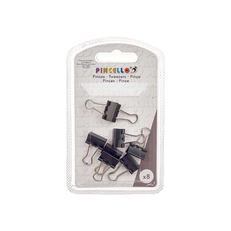 SET 8 PINCES DOUBLE CLIP NOIR PETIT