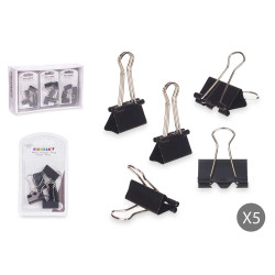 SET 5 BINDER CLIPS BLACK MEDIUM