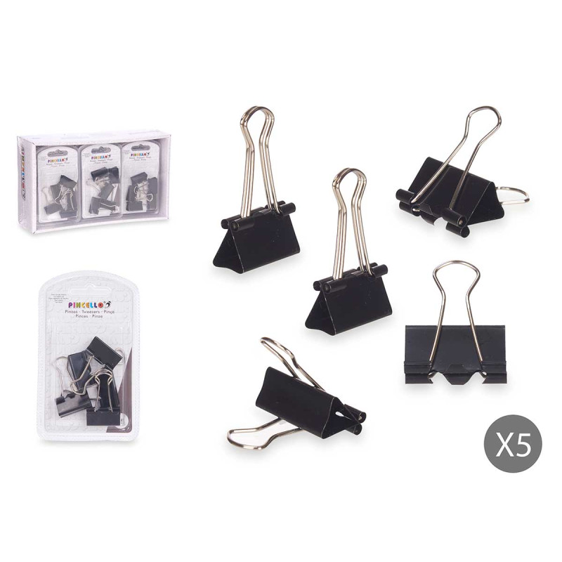 SET 5 BINDER CLIPS BLACK MEDIUM