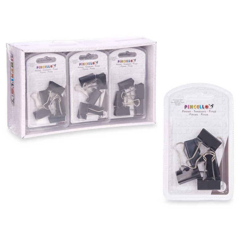 SET 5 BINDER CLIPS BLACK MEDIUM