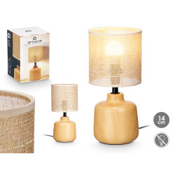 LAMPE DE TABLE RONDE EFFET BOIS