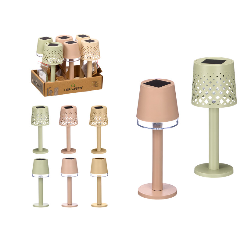 SOLAR LAMP WITH BASE ASSORTED 3 COLORS