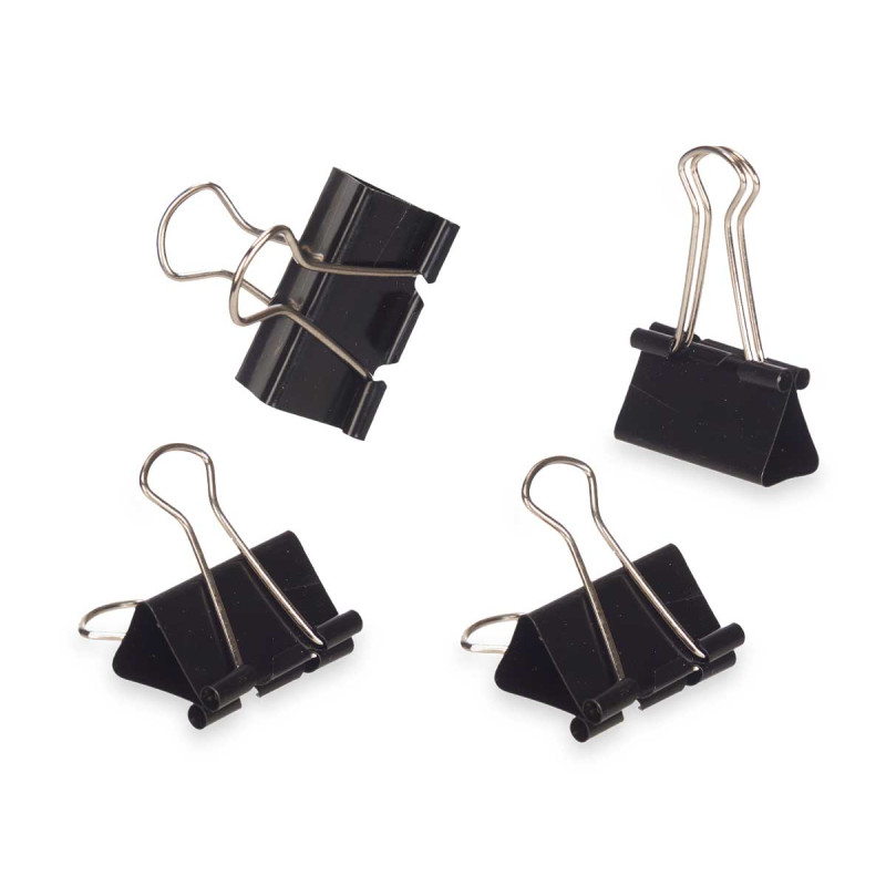 SET 4 PINCES DOUBLE CLIP NOIR GRAND
