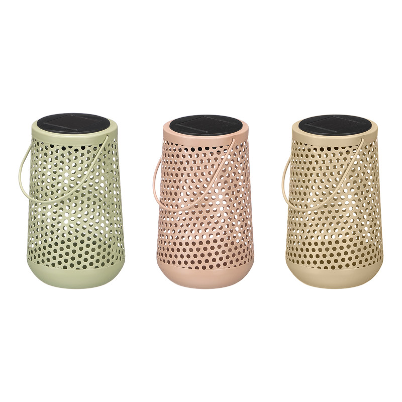 CONICAL SOLAR LANTERN WITH DOTTED PATTERN ASSORTED