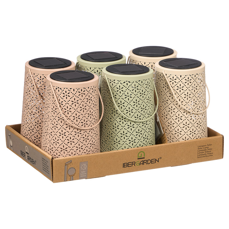 CONICAL SOLAR LANTERN WITH DIAMOND PATTERN ASSORTE