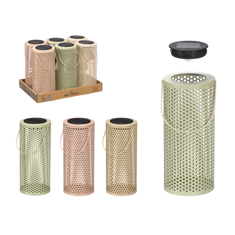 TALL ROUND SOLAR LAMP WITH DOTTED PATTERN ASSORTED