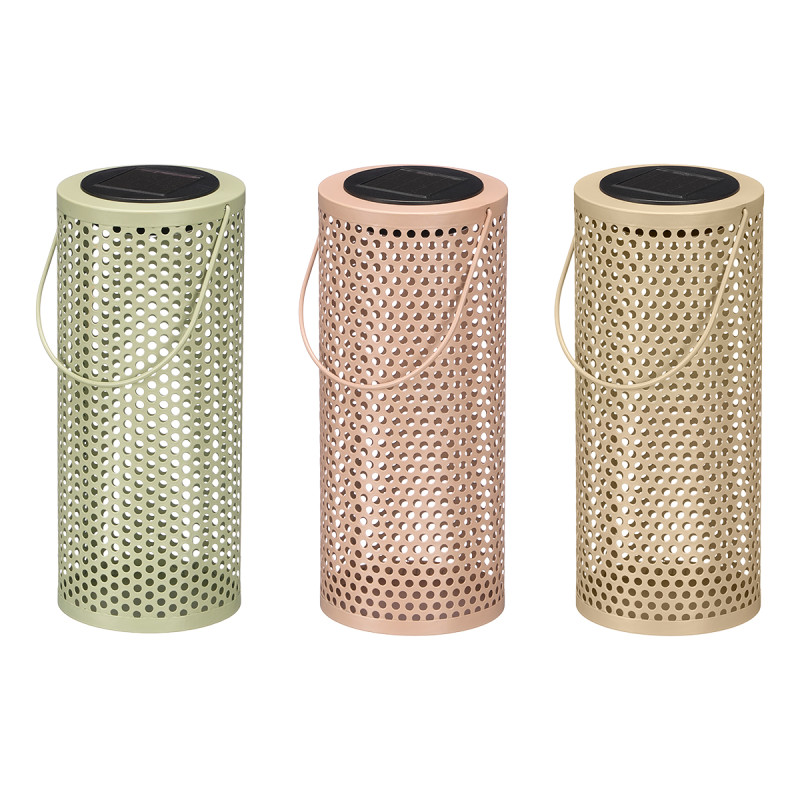 TALL ROUND SOLAR LAMP WITH DOTTED PATTERN ASSORTED