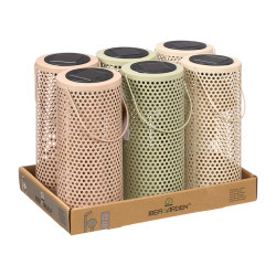 TALL ROUND SOLAR LAMP WITH DOTTED PATTERN ASSORTED