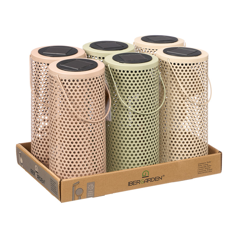 TALL ROUND SOLAR LAMP WITH DOTTED PATTERN ASSORTED