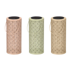 TALL ROUND SOLAR LAMP RHOMBUS PATTERN ASRT 3 COL