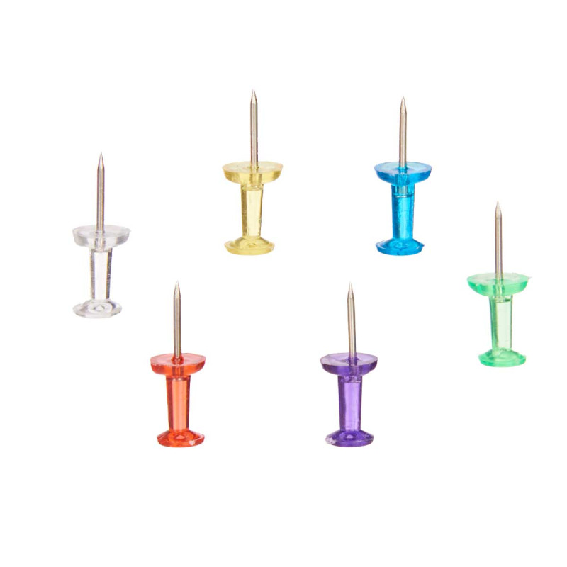 SET 60 TRANSPARENT COLOUR PUSHPINS