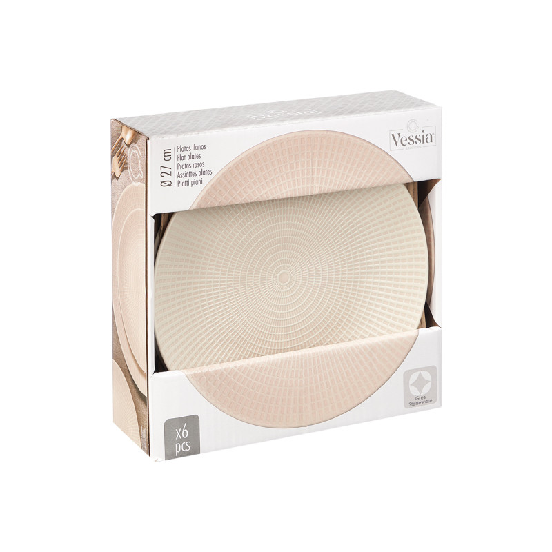 PIATTO PIANO 27 CM INCISO BEIGE 