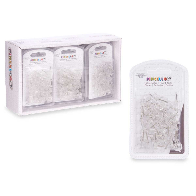 SET 60 TRANSPARENT PUSHPINS
