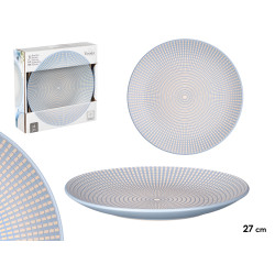PIATTO PIANO 27 CM INCISO BLU 