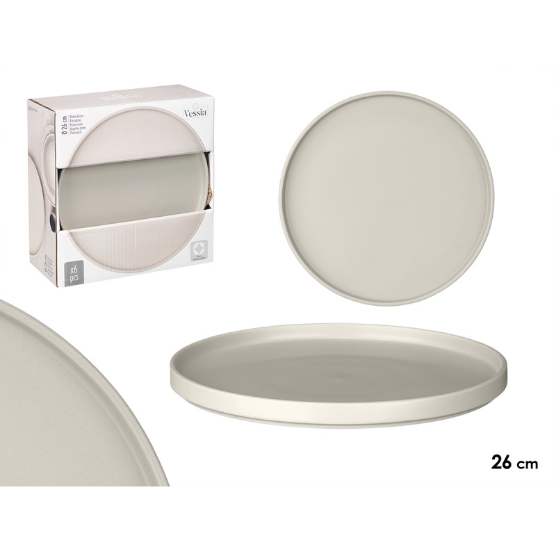 PLATO LLANO 26 CM LISO GRIS