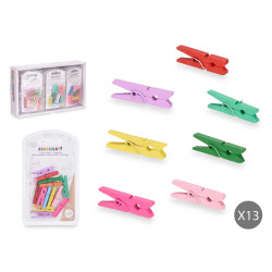 SET OF 13 MULTICOLOUR WOOD CLOTHES PINS SMALL