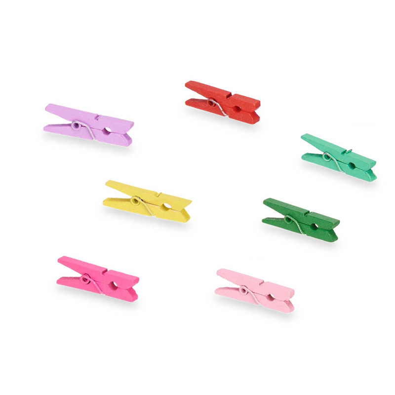 SET 13 PINZE LEGNO MULTICOLORE PICCOLE