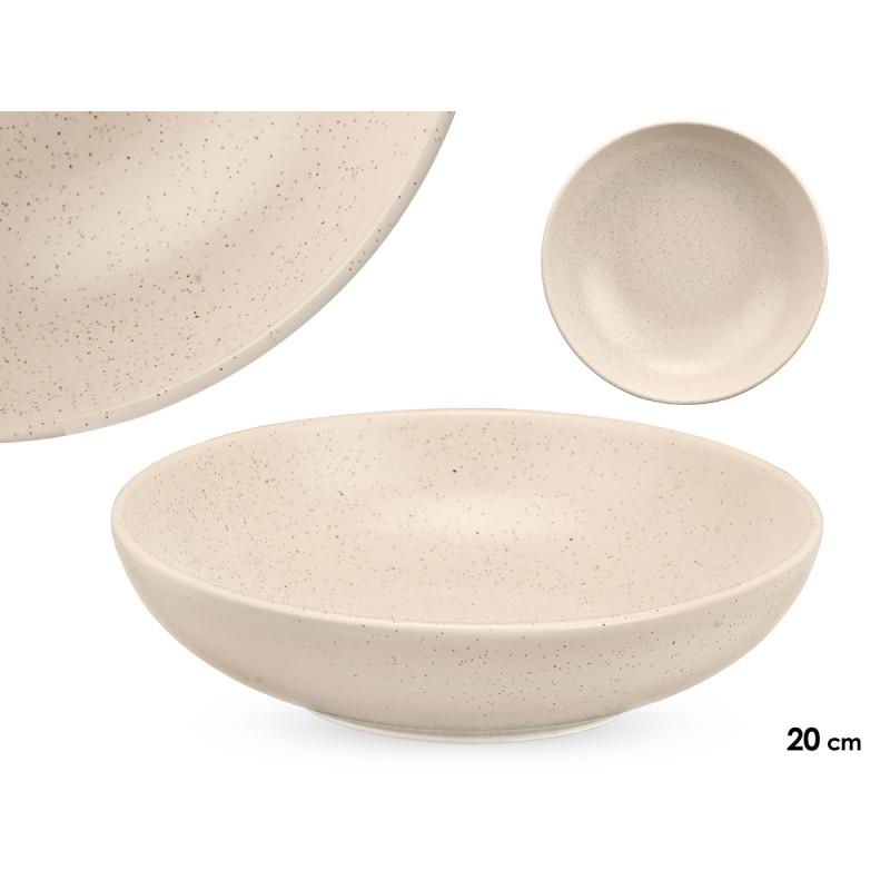 PIATTO FONDO 20 CM PUNTEGGIATO CREMA