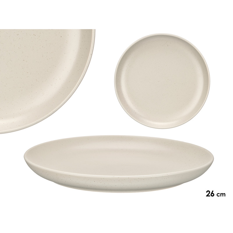 PLATO LLANO 26 CM MOTEADO GRIS CLARO