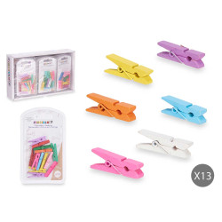 SET OF 10 MULTICOLOUR WOOD CLOTHES PINS MEDIUM