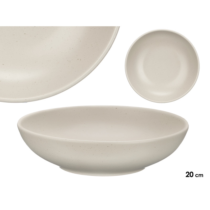 PLATO HONDO 20 CM MOTEADO GRIS CLARO