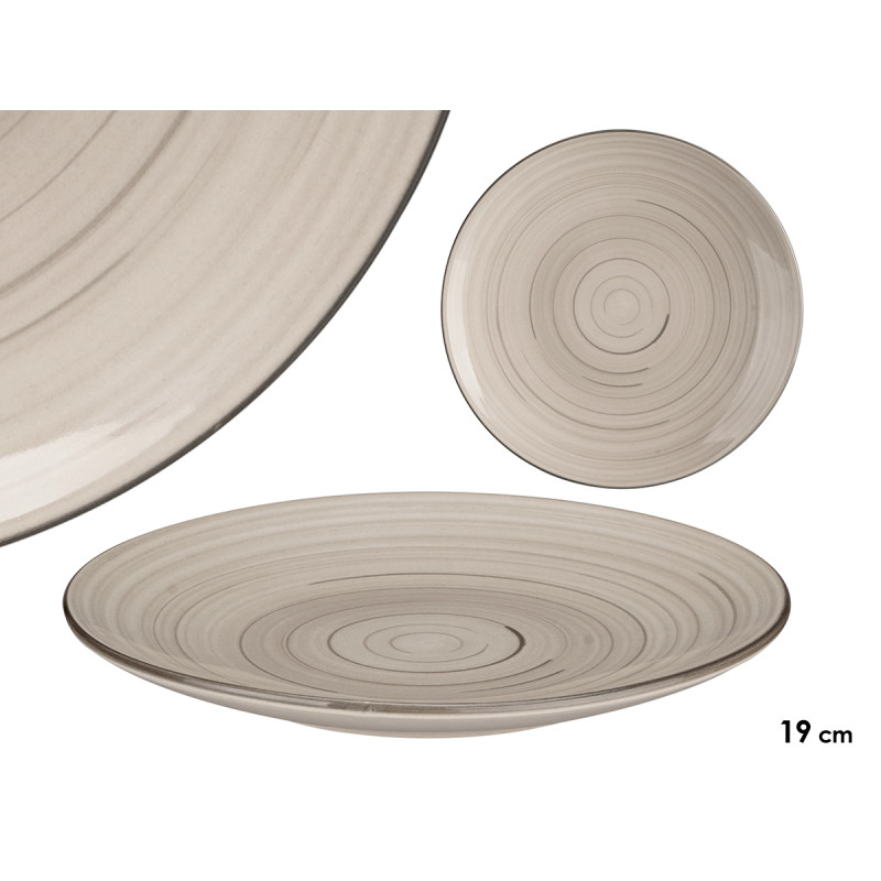 PRATO DE SOBREMESA 19 CM ESPIRAL CINZENTO