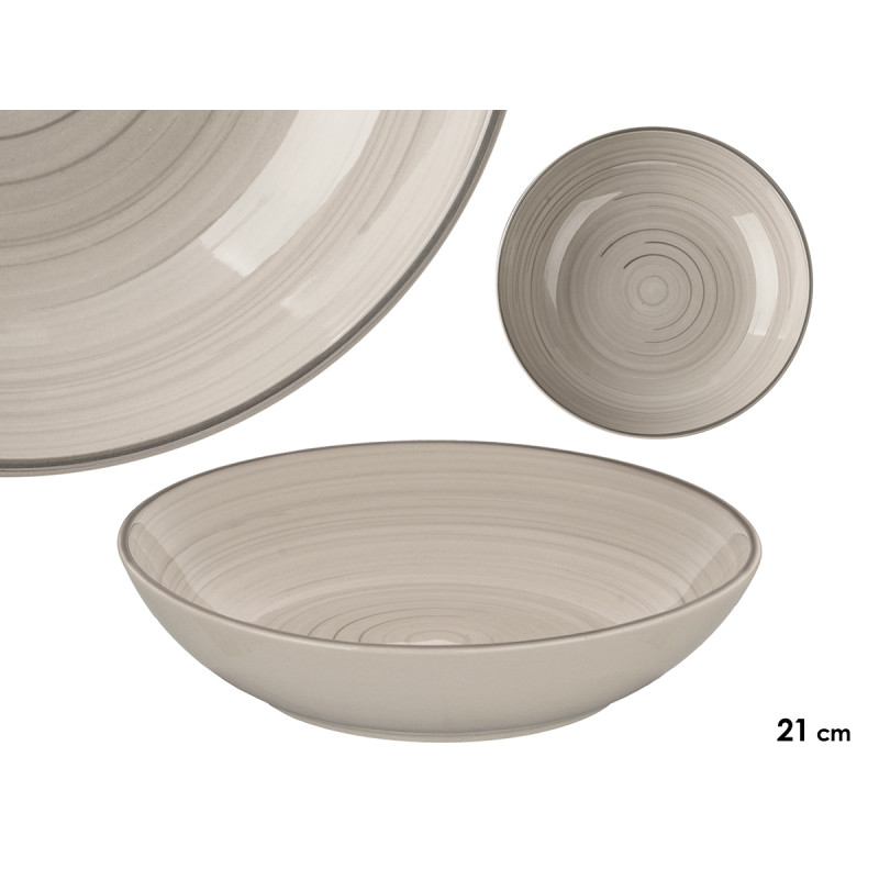 PIATTO FONDO 21 CM SPIRALE GRIGIO