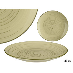 FLAT PLATE 27CM OLIVE GREEN SPIRAL