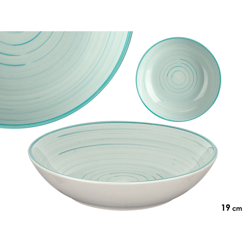 PRATO DE SOPA 21 CM ESPIRAL AZUL