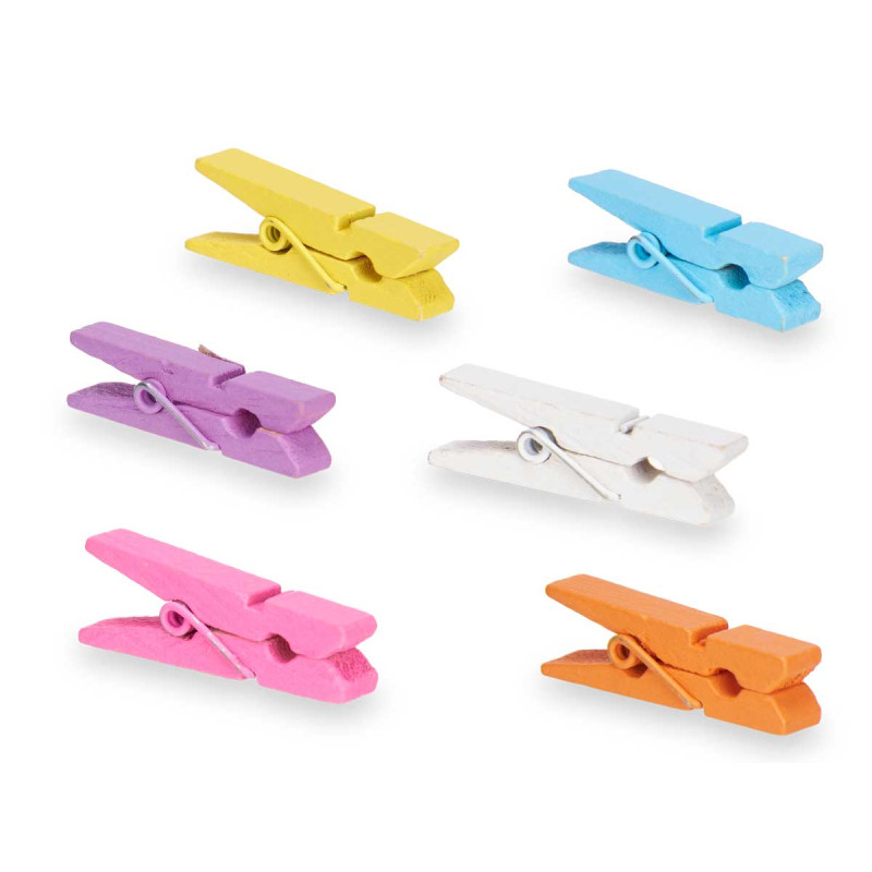 SET 10 PINZE LEGNO MULTICOLORE MEDIE