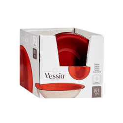 PLATO HONDO GRES ROJO BORDE 21CM