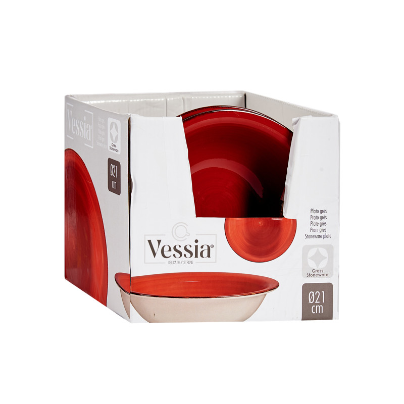 PRATO FUNDO GRES VERMELHO BORDA 21CM
