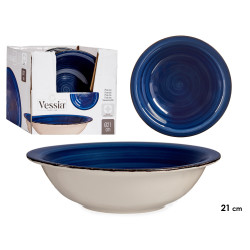 ASSIETTE CREUSE GRES BLEU REBORD 21CM