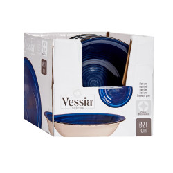 ASSIETTE CREUSE GRES BLEU REBORD 21CM