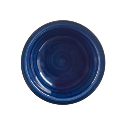 PLATO HONDO GRES AZUL BORDE 21CM