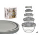 SET 5 SCATOLE PRANZO ROTONDE GRIGIO
