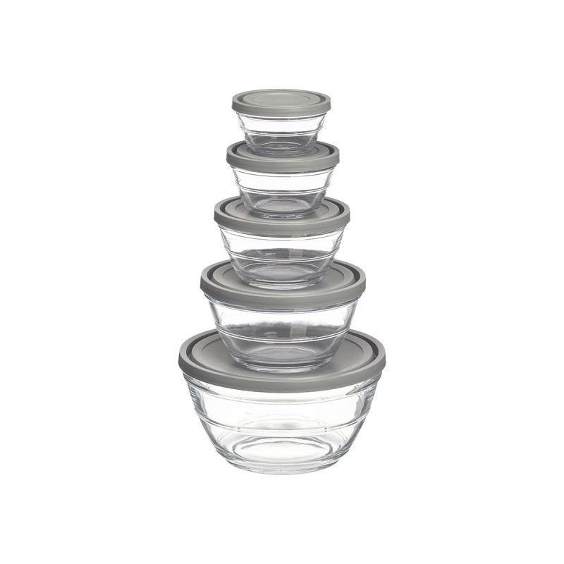 SET 5 SCATOLE PRANZO ROTONDE GRIGIO