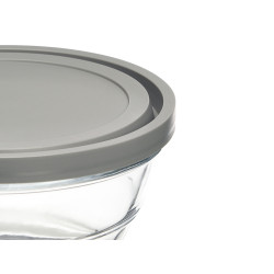 SET 5 ROUND LUNCH BOXES GRAY