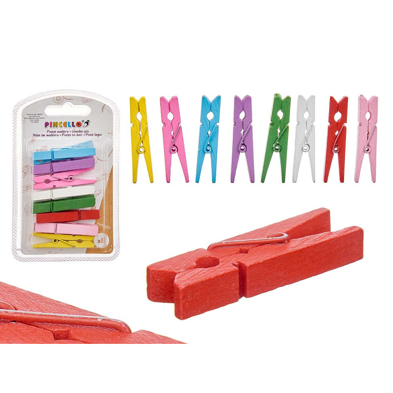 SET 8 PINZE LEGNO MULTICOLORE GRAN
