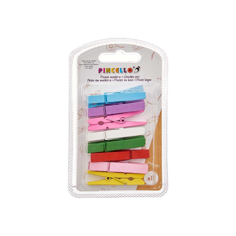 SET 8 PINZE LEGNO MULTICOLORE GRAN