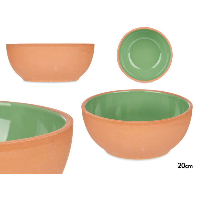 BOL TERRE CUITE 20CM VERT