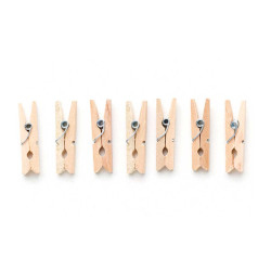 SET OF 15 NATURAL WOOD CLOTHES PINS SMALL