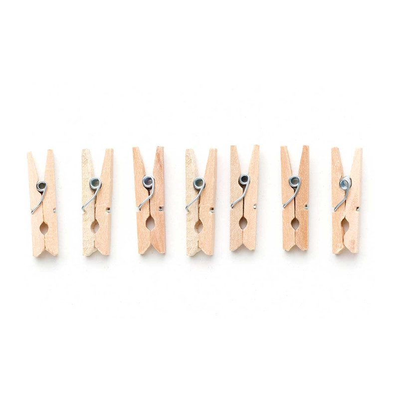 SET OF 15 NATURAL WOOD CLOTHES PINS SMALL