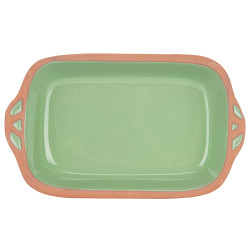 CASSERUOLA TERRACOTTA RETTANG MANICI 23CM VERDE